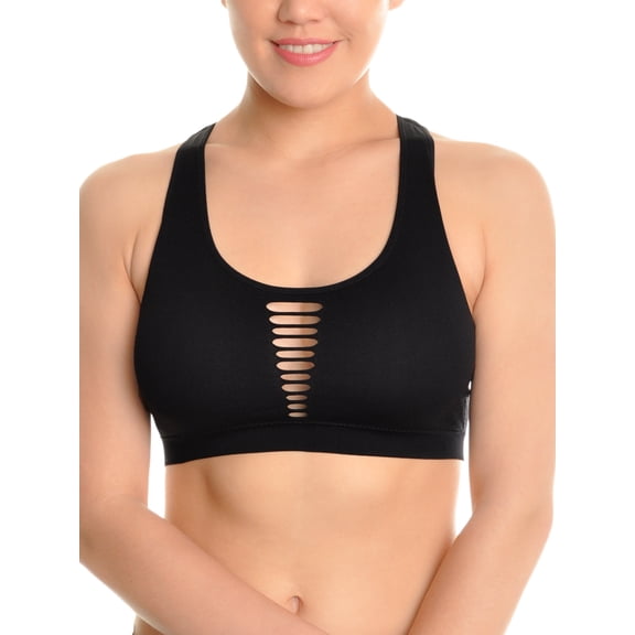 Angelina Seamless Cross Back Bralettes with Front Cut Out Pattern (3-Pack)