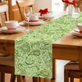 thumbnail image 5 of Vintage Green Table Runner - 108 Inch Long Retro Botanical Abstract Art Cotton and Linen Blended Dress Scarves Farmhouse Table Runner for Kitchen Dining, Coffee Table, 13" x 108", 5 of 8