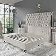 thumbnail image 3 of Merluxy King Bed Frame with 59.1" Sleigh Headboard,Velvet Upholstered,No Box Spring Needed,Cream, 3 of 11