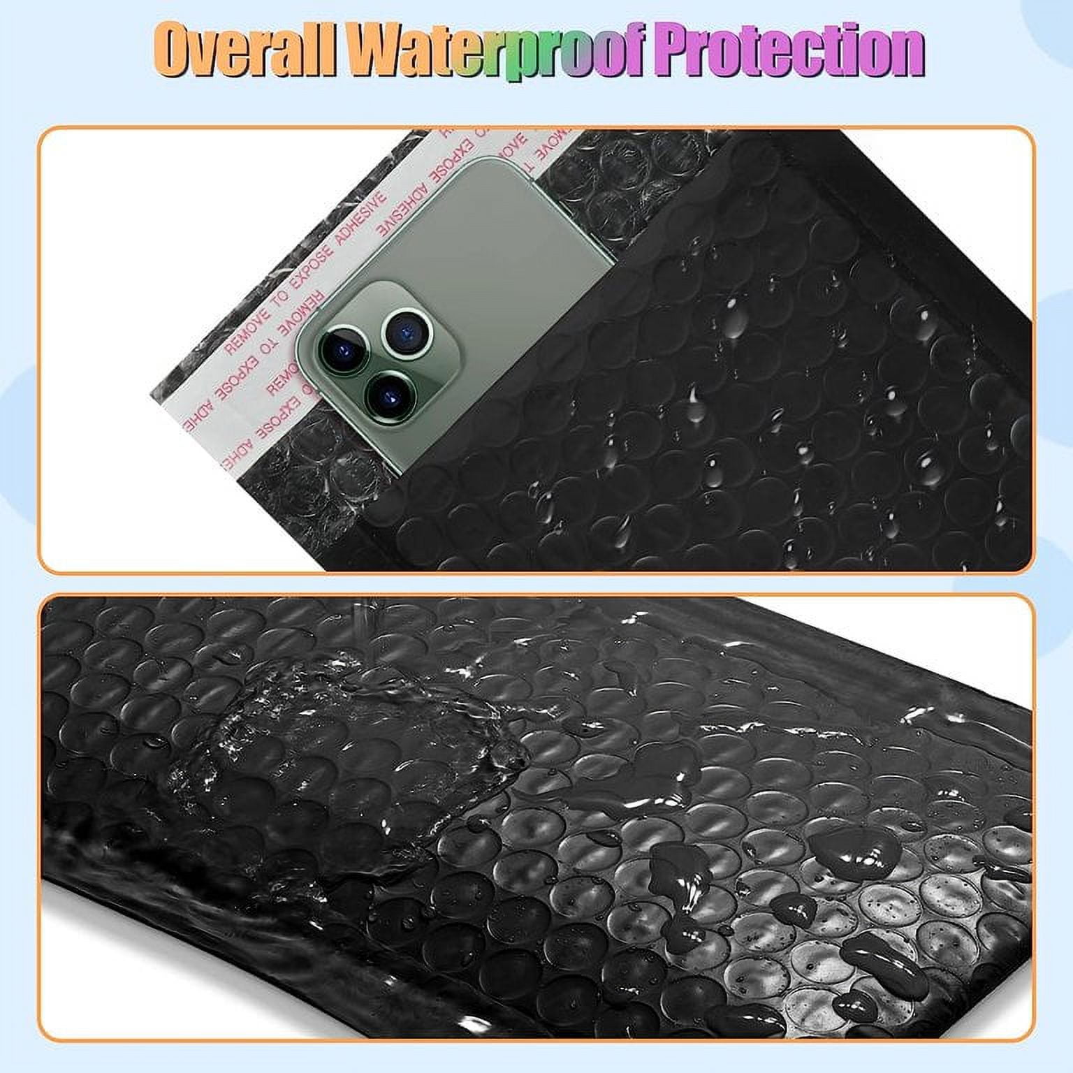 4 x 8 Inch Bubble Mailers 100 Pack, Self Seal Padded Envelopes for Small Business, Waterproof Shipping Bags, Black