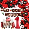 Lumberjack First Birthday Decorations, Buffalo Plaid Camping Party Decor, One Happy Camper High Chair Banner Cake Topper Balloon Arch Kit Number 1 Foil Balloon Bear 1st Adventure Camping