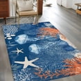 thumbnail image 3 of Summer Ocean Washable Area Rugs 2.7'x5', Coastal Jellyfish Orange Corals Shells Dark Blue Low Pile Throw Living Room Rug Non-Slip Sturdy Edge Binding Carpet for Indoor Entryway Bedside Kitchen, 3 of 9