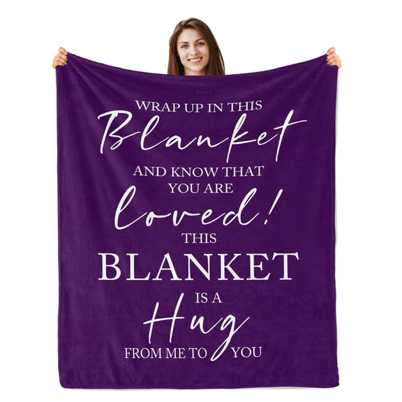 Purple You Are Loved Quote Soft Plush Fleece Throw Blanket for Home Decor