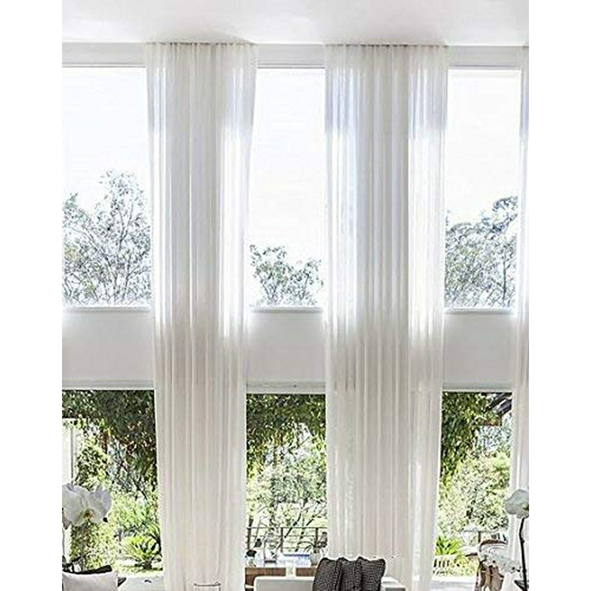 Extra Long Sheer Voile Curtain Panel Custom Made Length For High