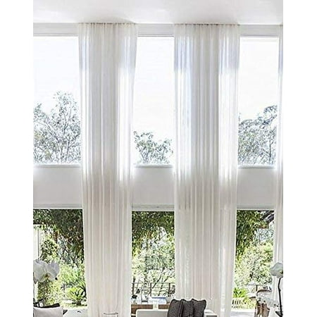 Extra Long Sheer Voile Curtain Panel Custom Made Length For High Ceiling 2 Story Free Swatches 12 Ft White Off Canada Extra Long Sheer Voile Curtain Panel, Extra Tall Window Curtains
