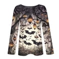thumbnail image 5 of Ounisa Women's Halloween Print Crew Neck Long Sleeve Top, Soft Casual Pullover with Fun Graphic for Fall Season, 5 of 6