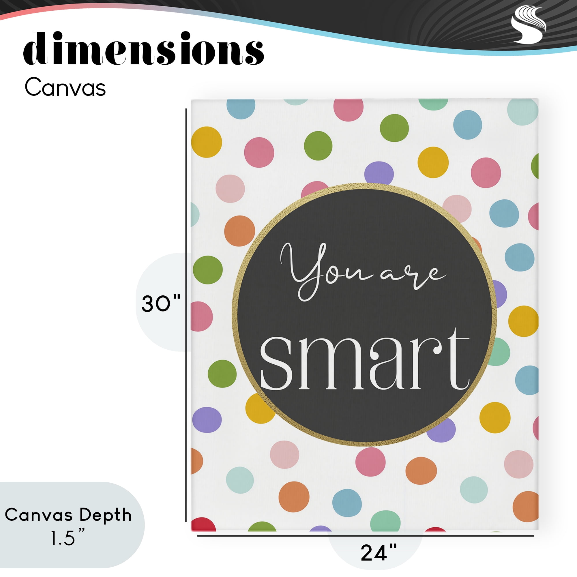 Stupell Industries You Are Smart Polka Dots Canvas Wall Art, design by Christine Simpson Art