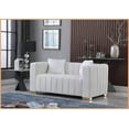 thumbnail image 3 of Modern Channel-Tufted Chesterfield Loveseater in White Velvet – Stylish Living Room Sofa with Plush Comfort, 3 of 12
