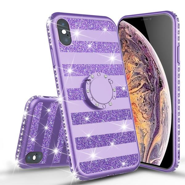 Apple iPhone Xs Max Case Glitter Cute Phone Case Kickstand Girls Women