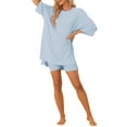thumbnail image 2 of INSPIRE CHIC Women's Oversized Lounge Set Workout Sweatsuits T-Shirt with Biker Shorts Outfits Sets XL Light Blue, 2 of 6