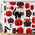 thumbnail image 2 of Funny Halloween Shower Curtain Moon Time Black Cats Orange Ghost Witch Pumpkins Shower Curtains Cartoon Bathroom Decor 72"x72", 2 of 7