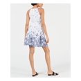 thumbnail image 2 of MAISON JULES Womens White Floral Sleeveless Halter Mini Fit + Flare Dress 14, 2 of 4