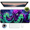 thumbnail image 2 of Simpkeely Blacklight Octopus Gaming Mouse Pad – UV Reactive Kraken Tentacles Mouse Mat, Neon Glow in The Dark Waterproof Extended Mousepad with Non-Slip Rubber Base for Office & Home – 31.5" x 11.8", 2 of 7