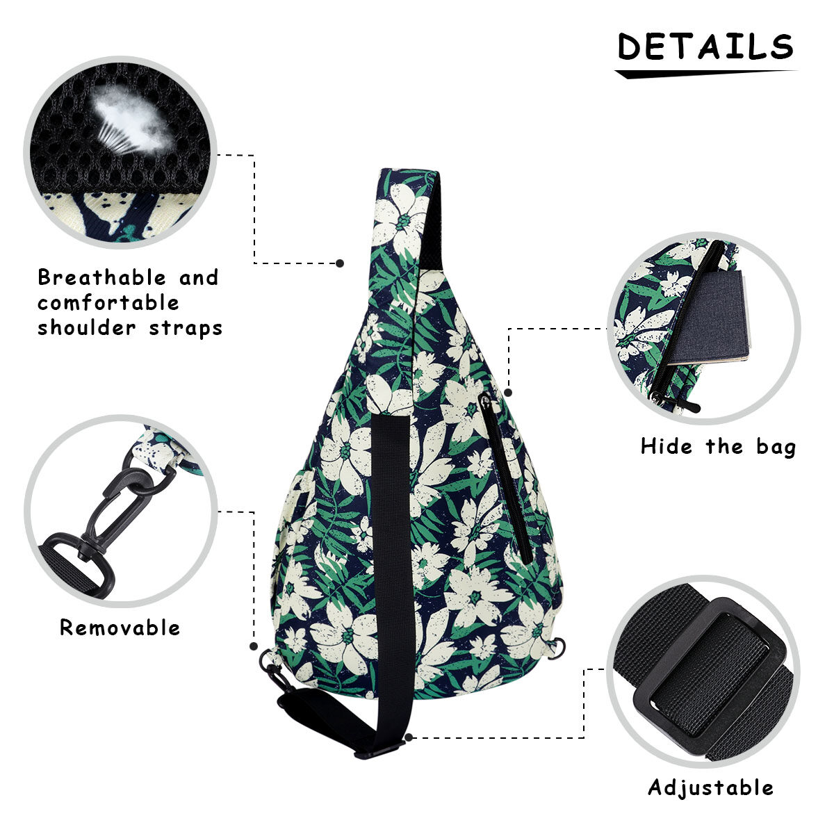 KAWELL Sling Bag Crossbody Shoulder Triangle Packs Messenger Bag Travel Backpack Bag For Men Women College Teen Girls Boys - image 2 of 7