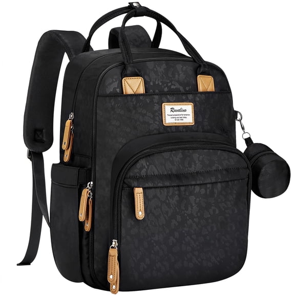 Mochila para pañales RUVALINO, multifunción, impermeable, negra