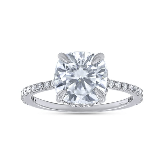 AFFY 2.75 Carat Moissanite Diamond Halo Engagement Ring for Women 14K White Gold over Silver-4