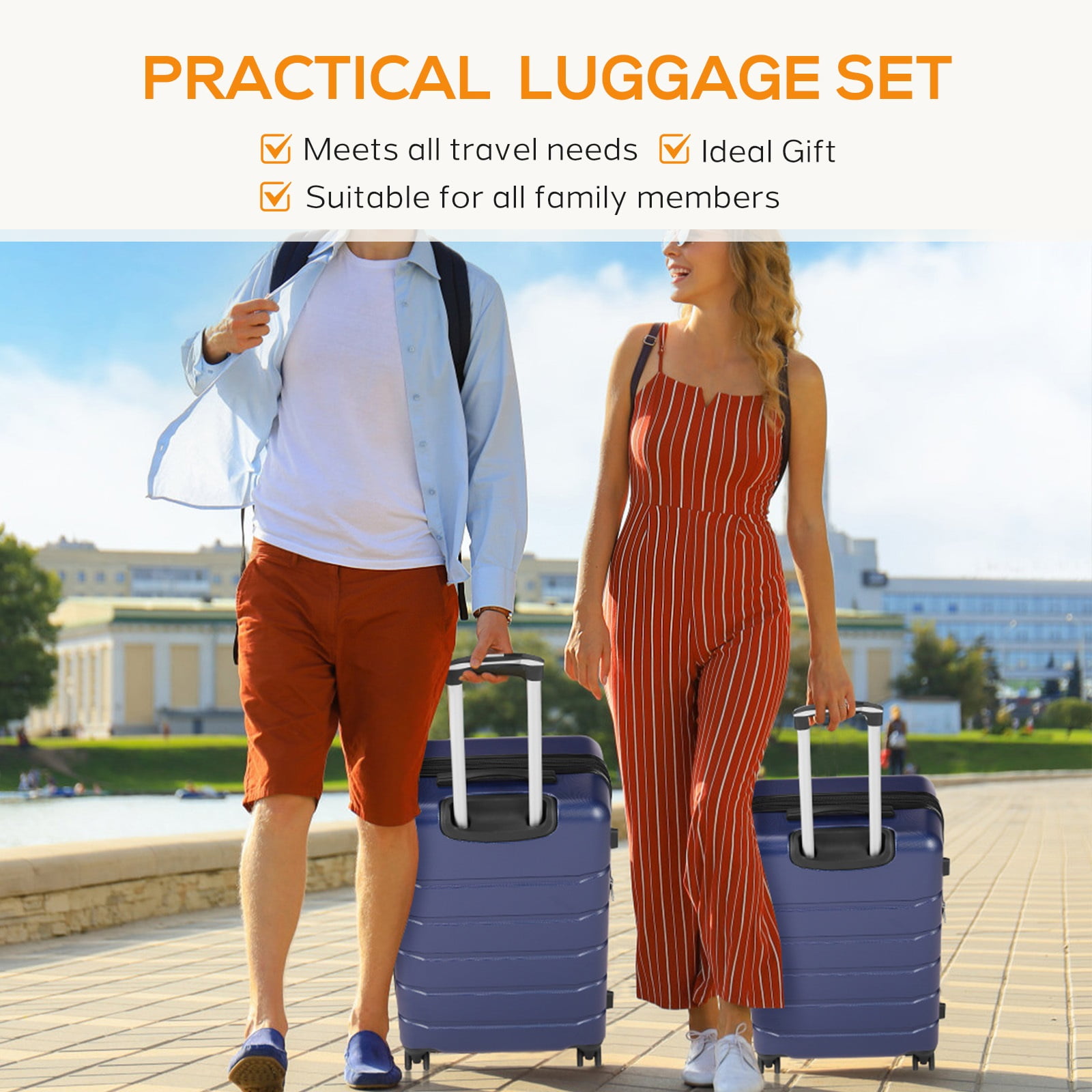 Aidoly 28 Inch Luggage with TSA Lock, Hard Shell Suitcase with Spinner Wheels, Expandable Luggage, Blue