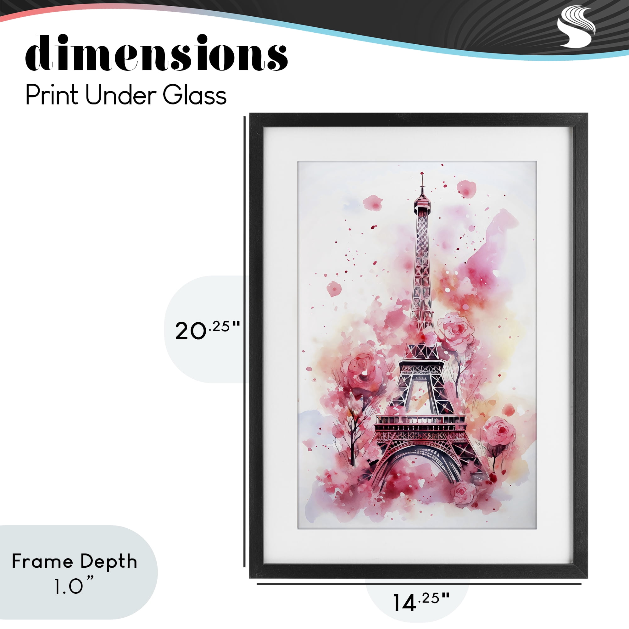 Stupell Industries Eiffel Tower In Roses Black Framed Print Under Glass, design by Creative Studio
