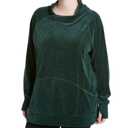 Calvin Klein Womens Plus Size Velour Cowl Neck Sweatshirt