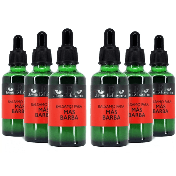 6 Frascos de Bálsamo Natural JOSUE ECHAVARRIA Crecimiento de Barba y Bigote 50 ml