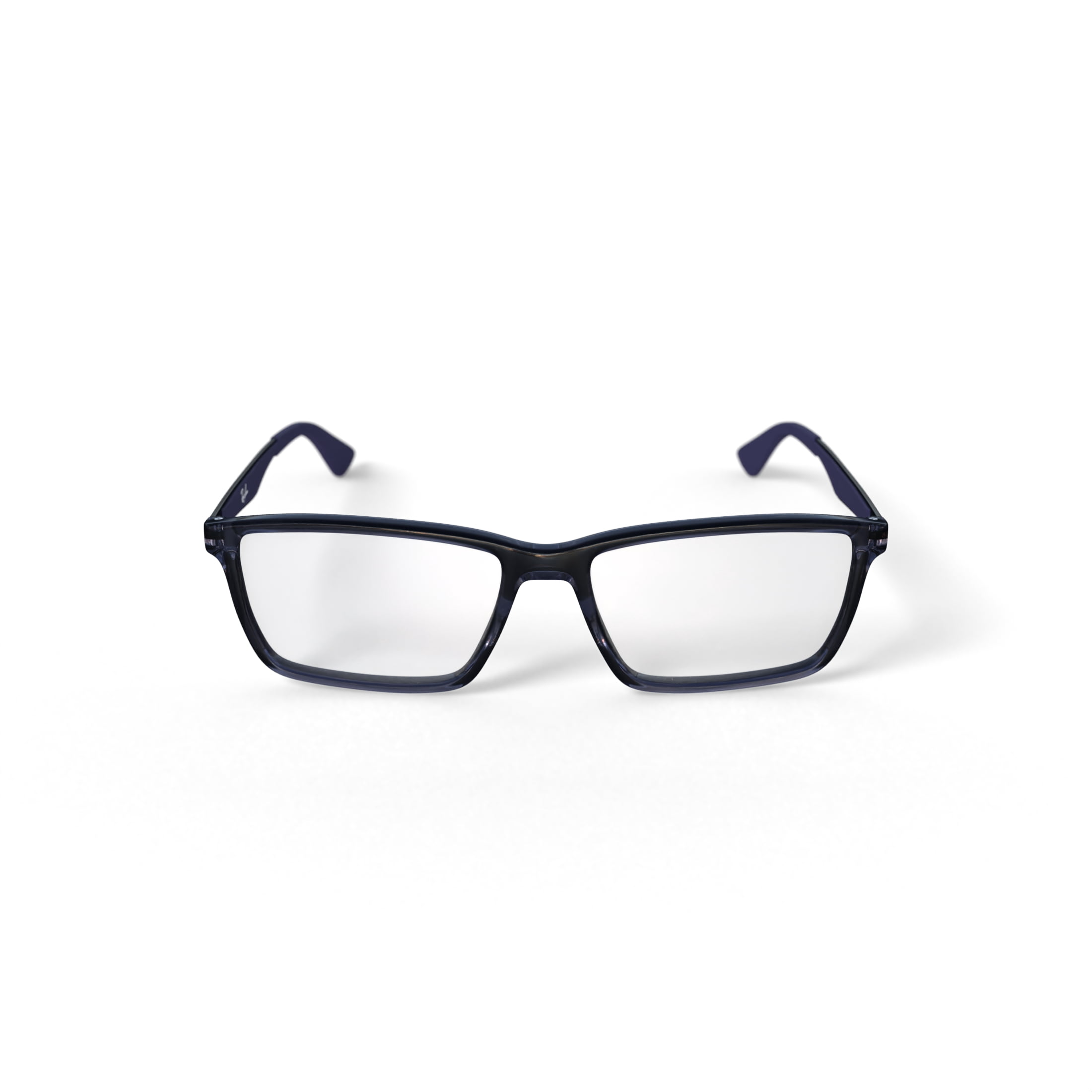 Ray-Ban Unisex Size 55 Rectangular Prescription Eyeglasses with Case, Transparent Grey/Demo Lens