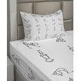 thumbnail image 2 of Ambesonne Black White Fitted & Top Sheet Set with Sham, Stickman Yoga Moves, Black White, 2 of 4