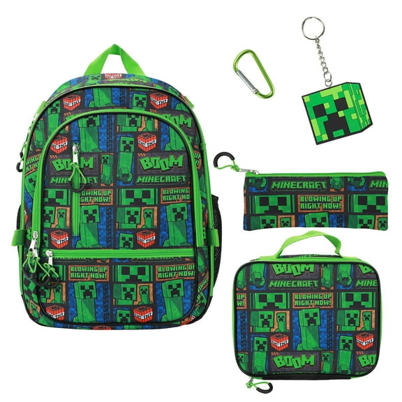 Minecraft Creeper Blowing Up Right Now! 5-Piece Adaptive Backpack & Lunchbox Set