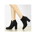 thumbnail image 6 of BLISSFUL STEP Women Ruffle Block High Heels Ankle Boots for Women Black 9.5, 6 of 8