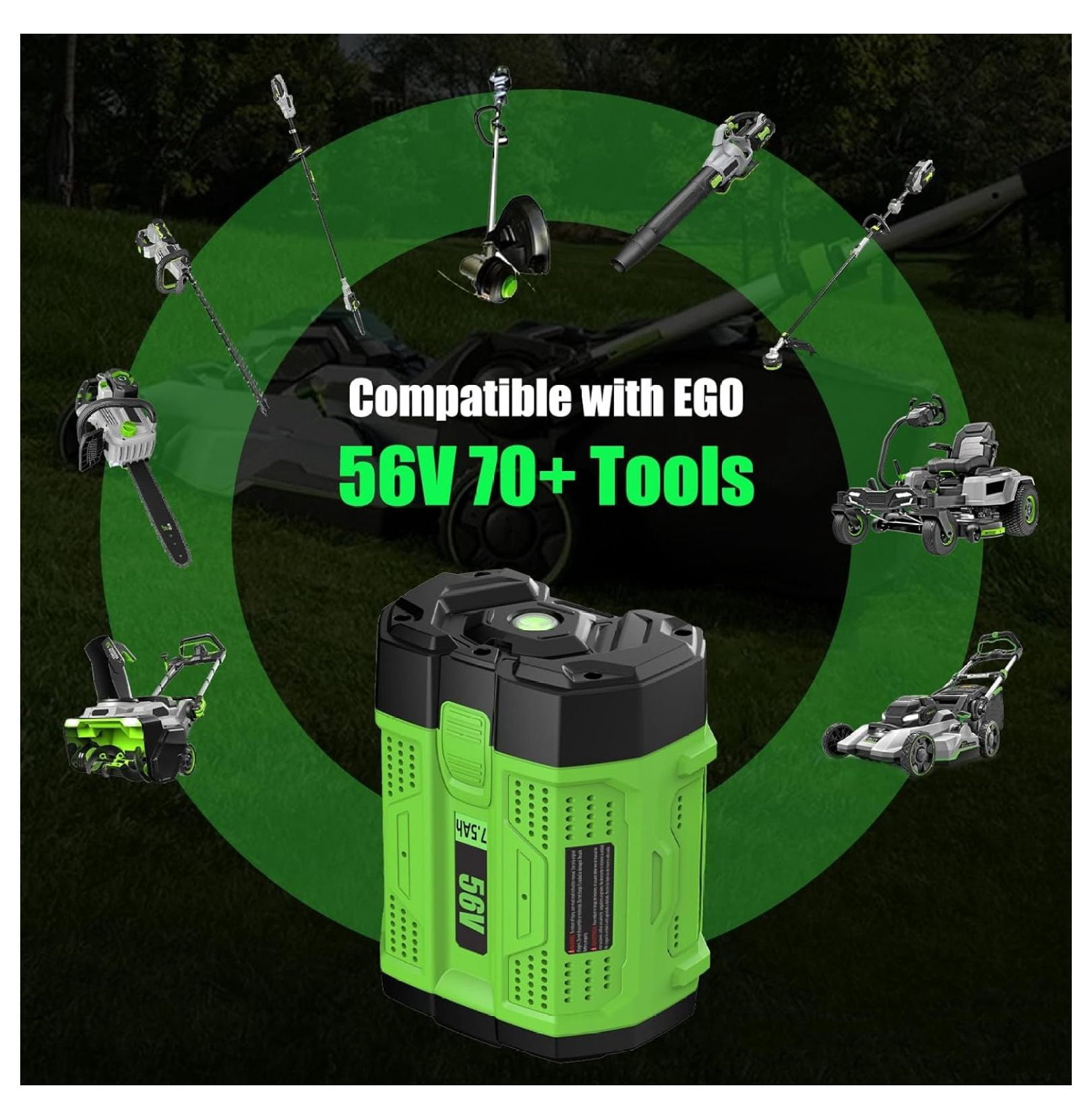 EGO 56V 7.5Ah Replacement Battery - 1 Pack - Lithium Ion Power Tool Battery BA2800 BA4200 Compatible with EGO Cordless Tools CS1604 LB6504 HTA2000