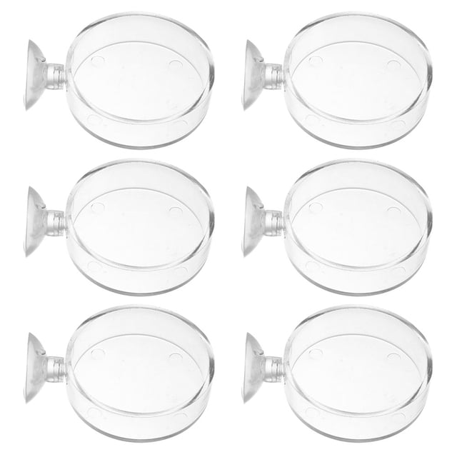 EeaseMX 6 comederos acrílicos para peces, prácticos soportes para acuarios con ventosas.