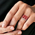 thumbnail image 4 of Modern Brick Blocks Red Coral Sterling Silver Ring-8, 4 of 4
