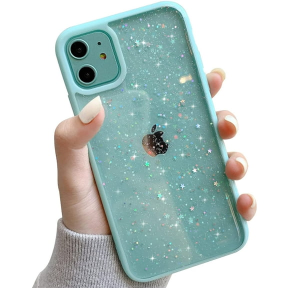 Compatible with iPhone 11 Case,Clear Sparkly Bling Star Glitter Design for Women Girls Soft TPU Shockproof Anti-Scratch Protective Cases for iPhone 11-Purple