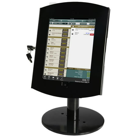 Locking iPad Display, POS System, For iPad 2-4 and Air, Exposed Home Button, Tilting and Rotating on Height Adjustable Base
