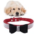 thumbnail image 2 of Methold Decoración para mascotas Cachorro Perro Gato Collar ajustable prop Correa Hebilla Rhinestone PULeather Suministros para perros pajarita negra SG, 2 of 3