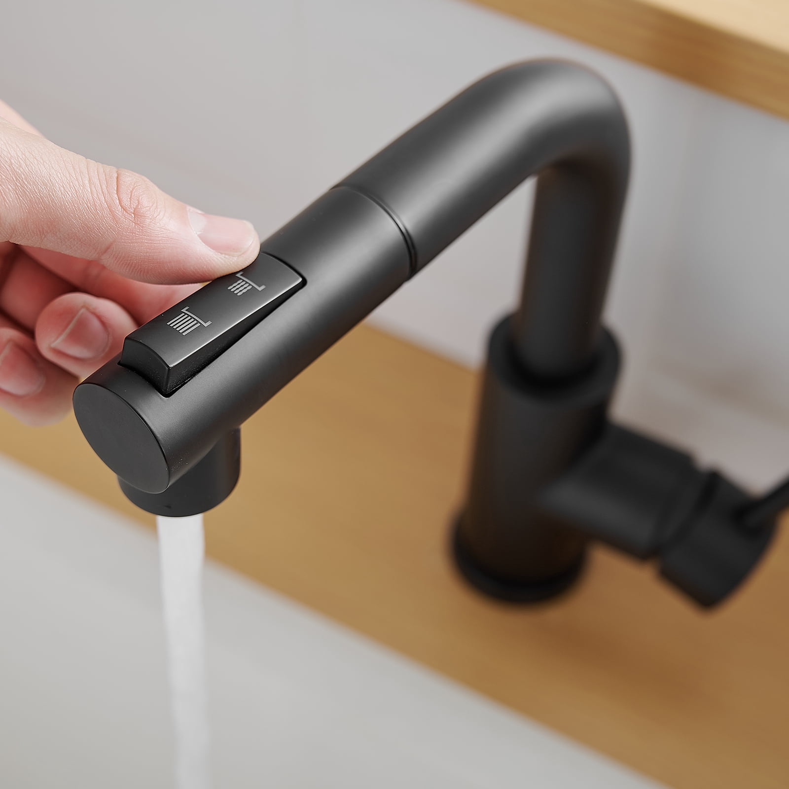 Black Kitchen Sink Faucet with Pull-Out Sprayer,Single Handle Mini Bar & Bathroom Prep Faucet,2" x 7.1" x 9.6"