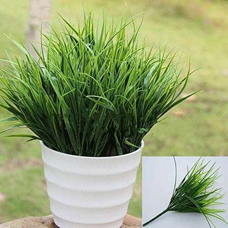 15` Artificial Fake Plastic Green Grass Plant Flowers ...