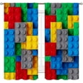 thumbnail image 2 of Building Blocks Blackout Curtains, Kids Boys Abstract Colorful Geometric Brick Constructor Toy Curtains Bedroom Playroom Living Room Abstract Window Treatments Drapery 53"W x 63"L (Pack of 2), 2 of 6