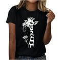 thumbnail image 3 of Jsaierl Womens Summer Giraffe Print T-Shirt Funny Crewneck Cute Animal Graphic Tees Casual Short Sleeve Tops Plus Size, 3 of 7