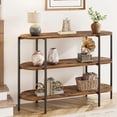 thumbnail image 3 of IdeaHouse 47.2" Console Table, 3 Tier Industrial Metal Sofa Table, Behind Couch Table, Farmhouse Hallway Table for Entry, Living Room, Kitchen, and Dining Room-Rustic Brown, 3 of 7
