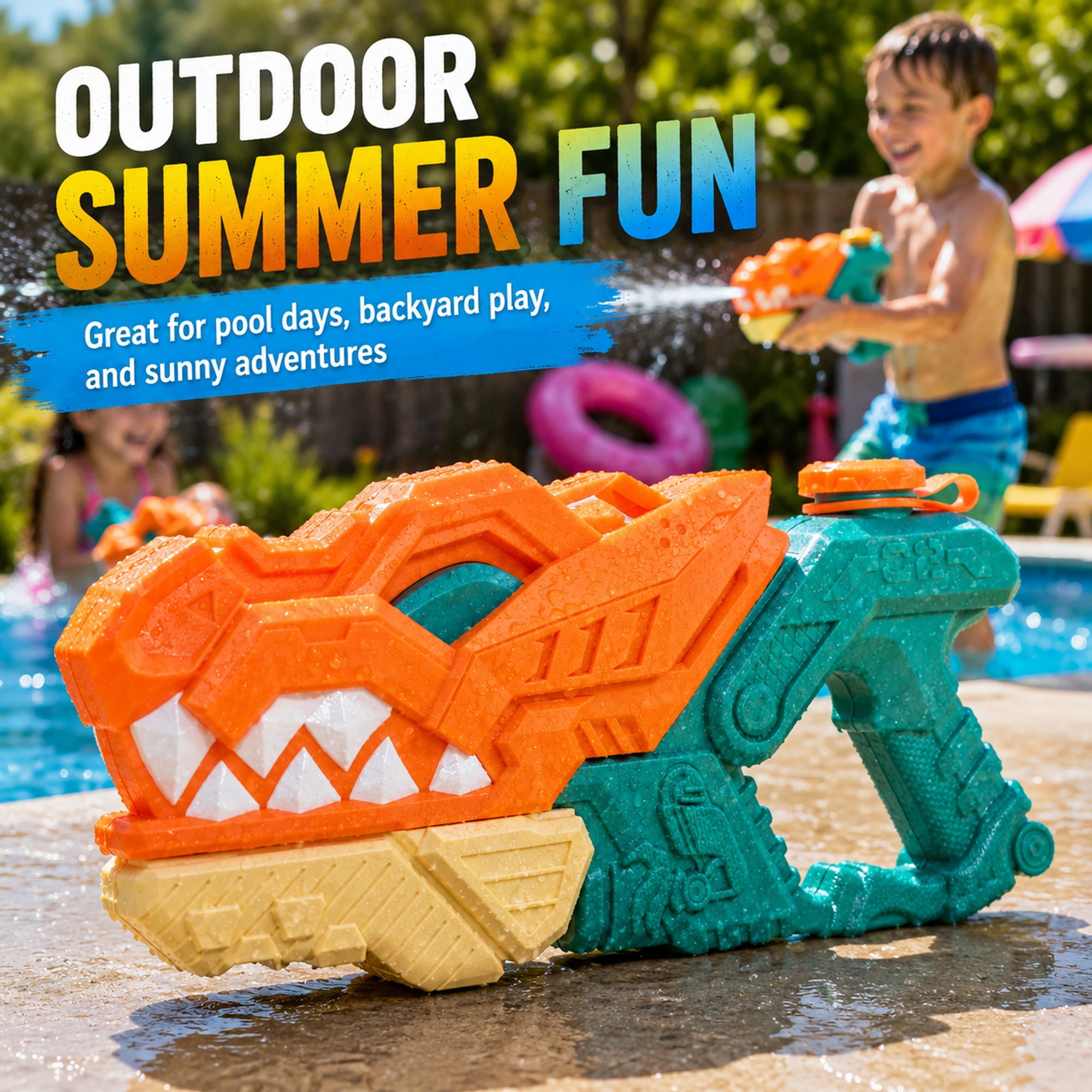 Kids Pump Action Water Blaster Toy, 13 Inch Outdoor Squirt Toy for Pool, Beach, Backyard Summer Play, Ages 3+
