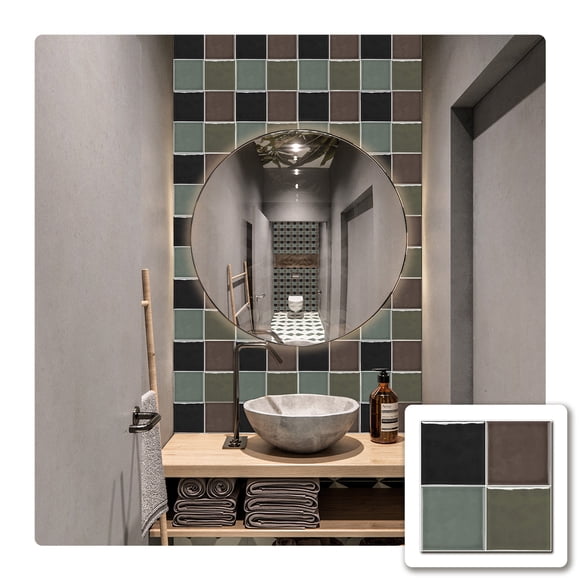 Firefly Hope 10 Pcs 5.9"×5.9" Thicker Peel and Stick Tiles, Removable Waterproof Vinyl Wall Tile Backsplash for Kitchen & Bathroom Home Renovation, Color G