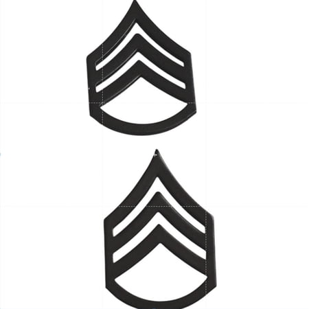 U.S. Army Staff Sergeant SSG E-6 Subdued Black Rank Insignia Novelty Pins 1-1/4" × 13/16"
