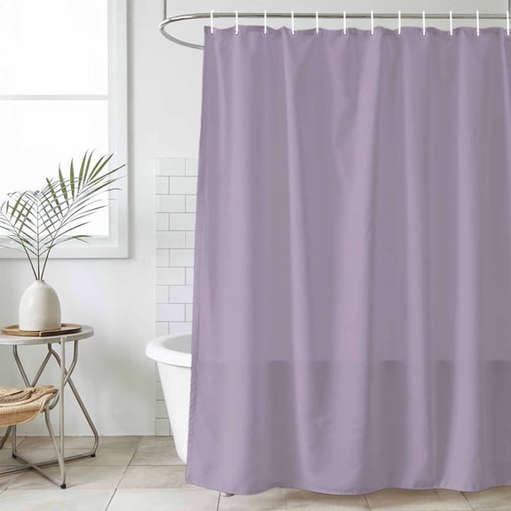 Purple Solid Color Shower Curtain Set, Waterproof Shower Curtains for Bathroom, Aesthetics Contemporary Luxury Washable Fabric Cloth Bath Curtain for Bathtub Decoration with Hooks 72x78 Inches