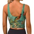 thumbnail image 3 of Haiem Retro Birds Pattern Womens Sports Bra - U Neck Padded Low Impact Yoga Bra Workout Crop Top Gym Moisture-Wicking Workout Vest -Small, 3 of 9