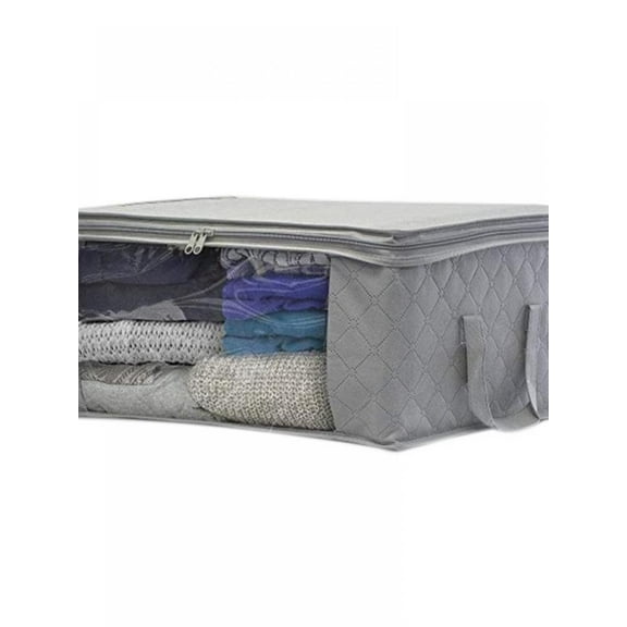 Sonbest Non-woven Clothes Storage Bag Folding Quilt Storage Box Dust-proof Clothes Cabinet Finishing Box Gray