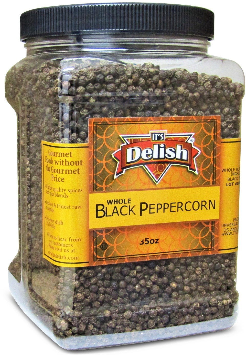 Whole Peppercorns by It's Delish 35 OZ Jumbo Reusable Container
