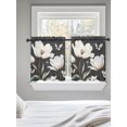 thumbnail image 5 of Farmhouse Floral Sheer Kitchen Tier Curtains 24 Inch length,Rod Pocket Half Curtains Short Drapes,Magnolia Flowers Vintage Blackboard Light Filtering Small Window Treatments 2 Pcs 27.5"W x 24"L, 5 of 7