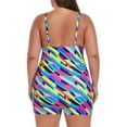 thumbnail image 5 of Ocean Blues Women’s Ruched One Piece Swimsuit Striped Print Plus Size 1-Piece Swimwear Tummy Control Retro One Piece Bathing Suit for Women, 5 of 5
