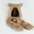 thumbnail image 5 of Odeerbi Winter Hats for Women 2025 Cute Cartoon Thick Hat Faux Furry Protectors Warm Hat Scarf Gloves Set Khaki, 5 of 5