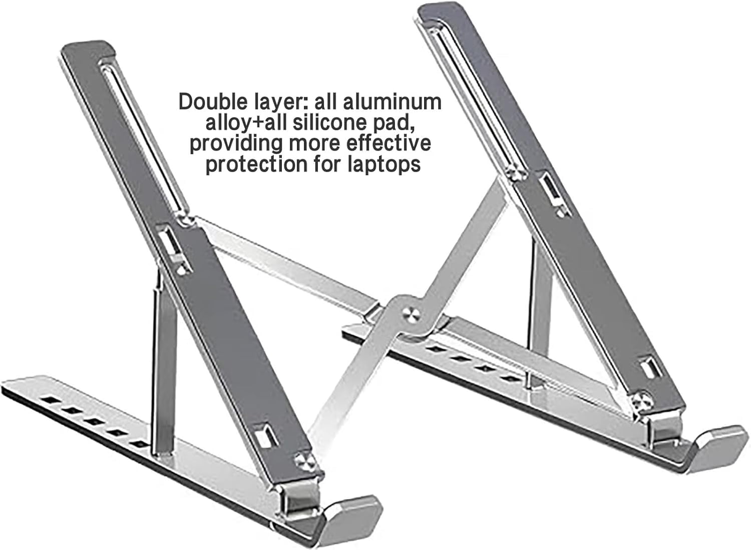 Laptop Stand for Desk, Adjustable Riser Aluminum Alloy+Silicone Foldable Portable Notebook Holder, Ventilated Cooling Mount Computer 10-15.6 inch Laptops